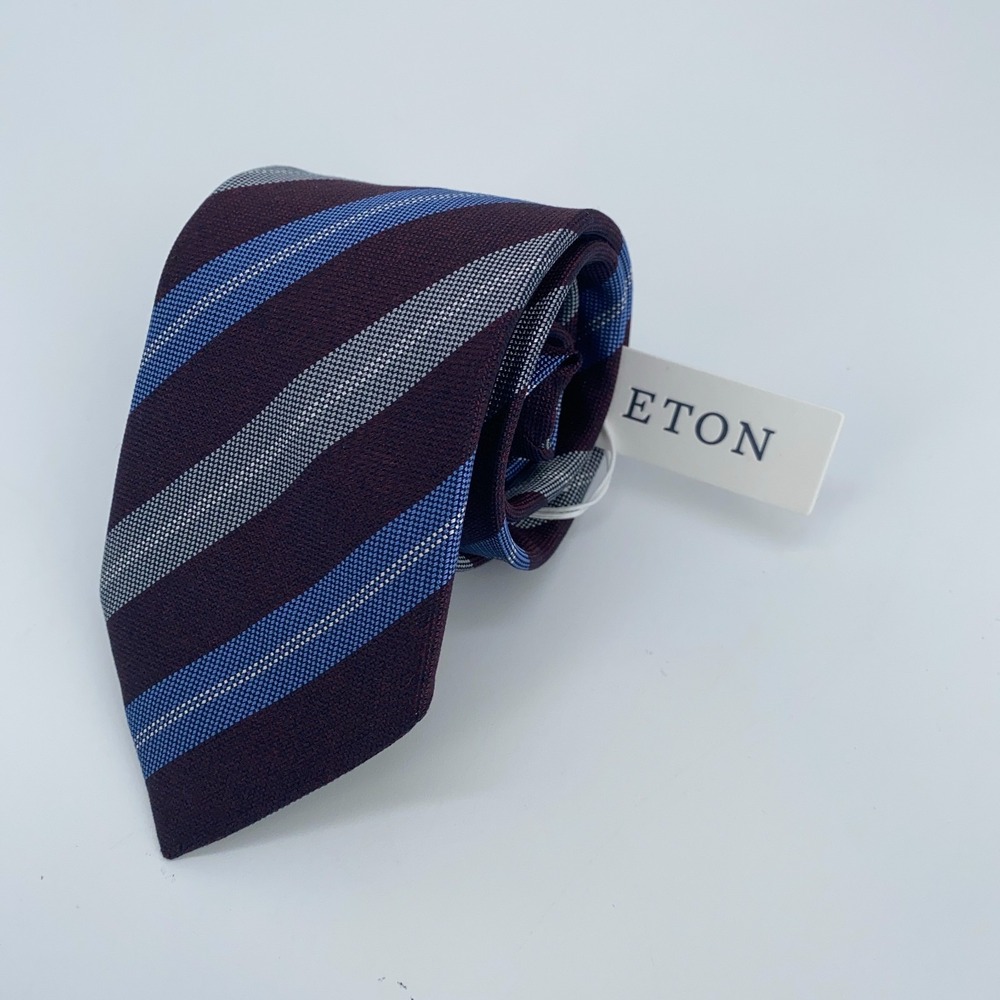 Eton Tie Mens One‎ Size Multi Striped Silk Classic Luxury Necktie Italy Made NWT